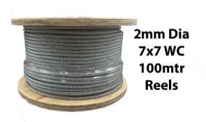 100 Metre Reels 2MM Dia. 7 x 7 Galvanised Wire Rope