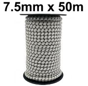 2x Electric Fence Bungee Ropes: 7.5MM x 50M, White/Black, 6x0.2MM, 3.8OHM