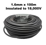 2x Electric Fence Lead Out Cables: 1.6MM x 100M Insulated To 18,000V