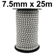 2x Electric Fence Bungee Ropes: 7.5MM x 25M, White/Black, 6x0.2MM, 3.8OHM