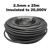 2x Electric Fence Lead Out Cables: 2.5MM x 25M, Insulated To 20,000V
