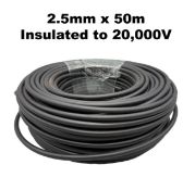 2x Electric Fence Lead Out Cables: 2.5MM x 50M, Insulated To 20,000V