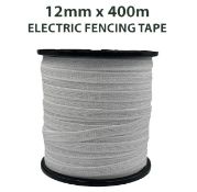 2x Electric Fence Tapes: 12MM x 400M, White, 4x0.16MM, 90KG MBL, 10.5OHM