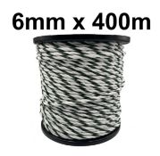 2x Electric Fence Ropes: 6MM x 400M, Green/White, 6x0.2MM, 400KG MBL, 3.8OHM