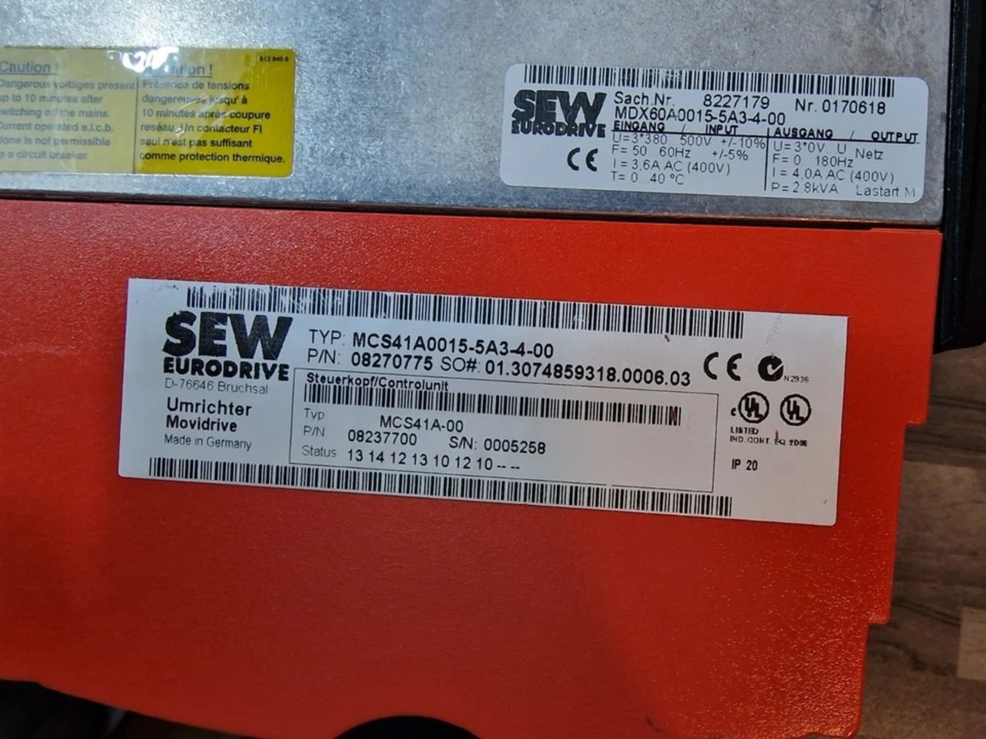 SEW Eurodrive MOVIDRIVE® Compact MCV41A Variable Speed Drive MCV41A0015-5A3-4-00 - Image 6 of 12