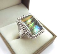 Sterling Silver Paua Shell Ring New With Gift Pouch