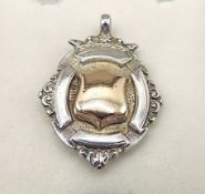 Sterling Silver & Gold Fob Football Medal Made by J W Tiptaft & Son Ltd In 1919