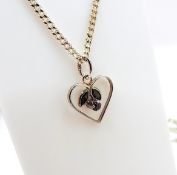925 Sterling Silver Blue Sapphire Heart Pendant Necklace 'New'