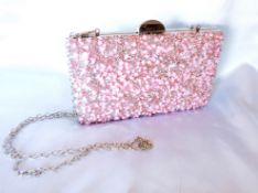 Pink & Silver Gemstone Encrusted Evening Bag