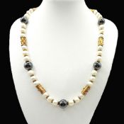Akoya Cultured Pearl Necklace Gold On Silver Beads & Clasp