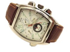 'New' Vaan Konrad Automatic Sun Moon Watch Brown Leather Strap