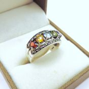 Sterling Silver Multi Gemstone Ring
