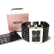 SEKONDA Seksy Quartz Watch with Swarovski Crystal Leather Strap - Working New Battery Fitted