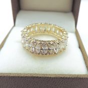 Sterling Silver Simulated Diamond Band Ring New With Gift Pouch