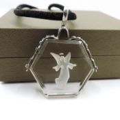 Antique Sterling Silver Rock Crystal Intaglio Pendant Necklace c. 1920's