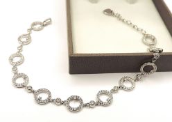 925 Sterling Silver White Gemstone Bracelet New With Gift Box