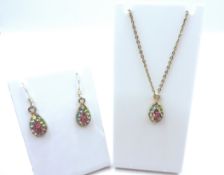 925 Sterling Silver Tutti Frutti Multi-Gemstone Necklace & Earrings