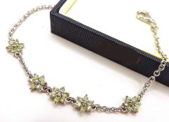 925 Sterling Silver Annabella Green Garnet Gemstone Bracelet New With Gift Box