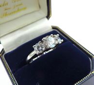 Sterling Silver Rhodium Moissanite Trilogy Ring New With Gift Pouch