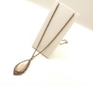 Vintage Sterling Silver Mother of Pearl Pendant Necklace