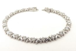 925 Sterling Silver White Topaz Gemstone Bracelet New With Gift Box
