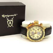 Koniswerk Chronograph Tachymeter Quartz Watch Black Leather Strip