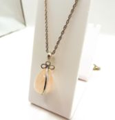 Sterling Silver Rose Quartz Pear Drop Pendant Necklace