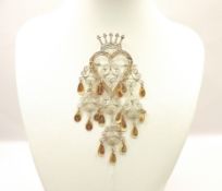 Vintage Norwegian 830S Silver Heart Crown Brooch