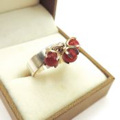 Artisan Sterling Silver Round Cabochon Ruby Ring