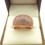 Gold On Sterling Silver White Gemstone Ring New With Gift Pouch