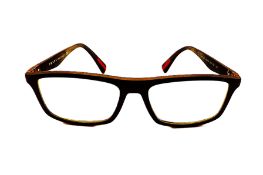 PRADA Glasses Frames Black With Red Accents Made In Italy