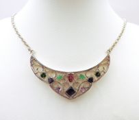 Sterling Silver Multi-Gemstone Necklace New With Gift Box