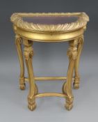 Giltwood Demi-Lune Bijouterie Table, c.1900