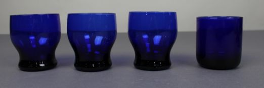 Collection of 4 Vintage Cobalt Blue Goblets