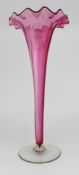 Victorian Cranberry Glass Frilled Top Trumpet Vase