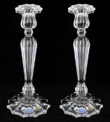 Fine Pair of Bohemia Lead Crystal Candlesticks