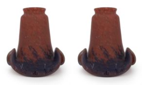 2 x Vintage French Glass Lampshades