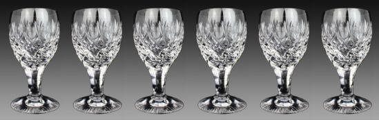 Set of 6 Vintage Fine Crystal Small Wine Glasses