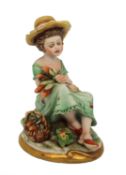 Capodimonte Girl Picking Sweetcorn Figurine