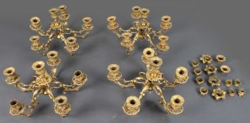 Ornate Gilt Metal Girandole Candle Holders