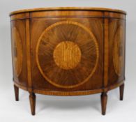 Elegant Neoclassical Style Inlaid Demilune Cabinet, Late 20th Century