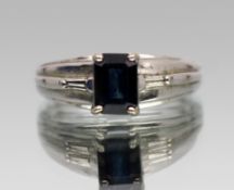 Emerald Cut Tourmaline 14ct White Gold Ring