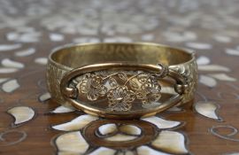 Antique Gilt Filigree Hinged Bangle c.1900