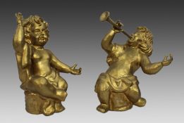 Pair of Gilt Painted Cherubs
