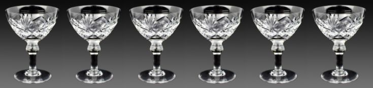 Set of 6 Vintage Mid Century English Cut Crystal Champagne Saucers