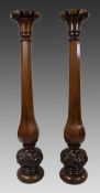 Pair of Early Victorian Carved Mahogany Pedestals