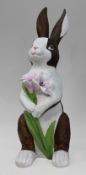 Hand Painted Brown Easter Bunny Statue