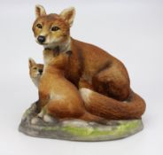 Hand Painted Porceain Fox Group