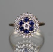 Vintage Sapphire & Diamond 9ct Gold Ring