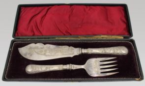 Victorian Silver-Plated Fish Knife & Fork Set c.1880